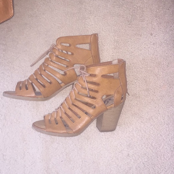 Rampage brown lace up block heels - Picture 1 of 1